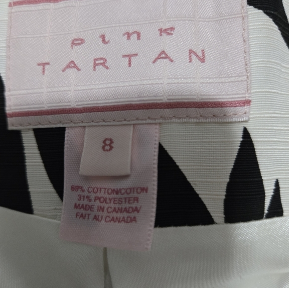 PINK TARTAN Black And White Tropical Cotton Blazer.size 8 - Picture 10 of 13